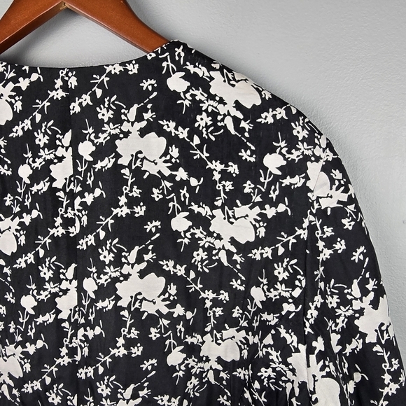 COLDWATER CREEK Floral Structured Jacket Blazer Crew Neck Black White Womens 24 - Picture 8 of 15